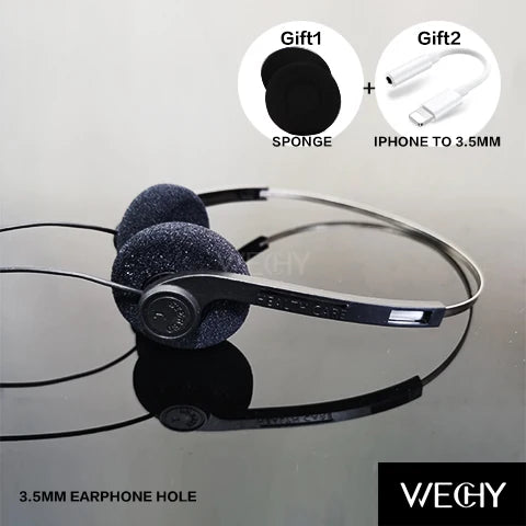 Retro Wired Headphones with Microphone - Lightweight Over-Ear Design Black-add-iphone Tidesmit