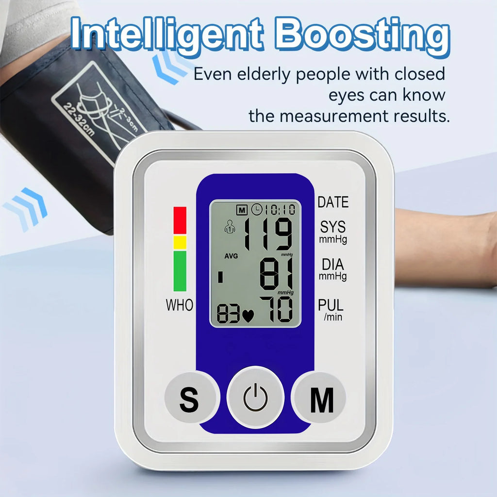 Digital Upper Arm Automatic Blood Pressure Monitor Backlight BP Sphygmomanometer for Measuring Arterial Pressure