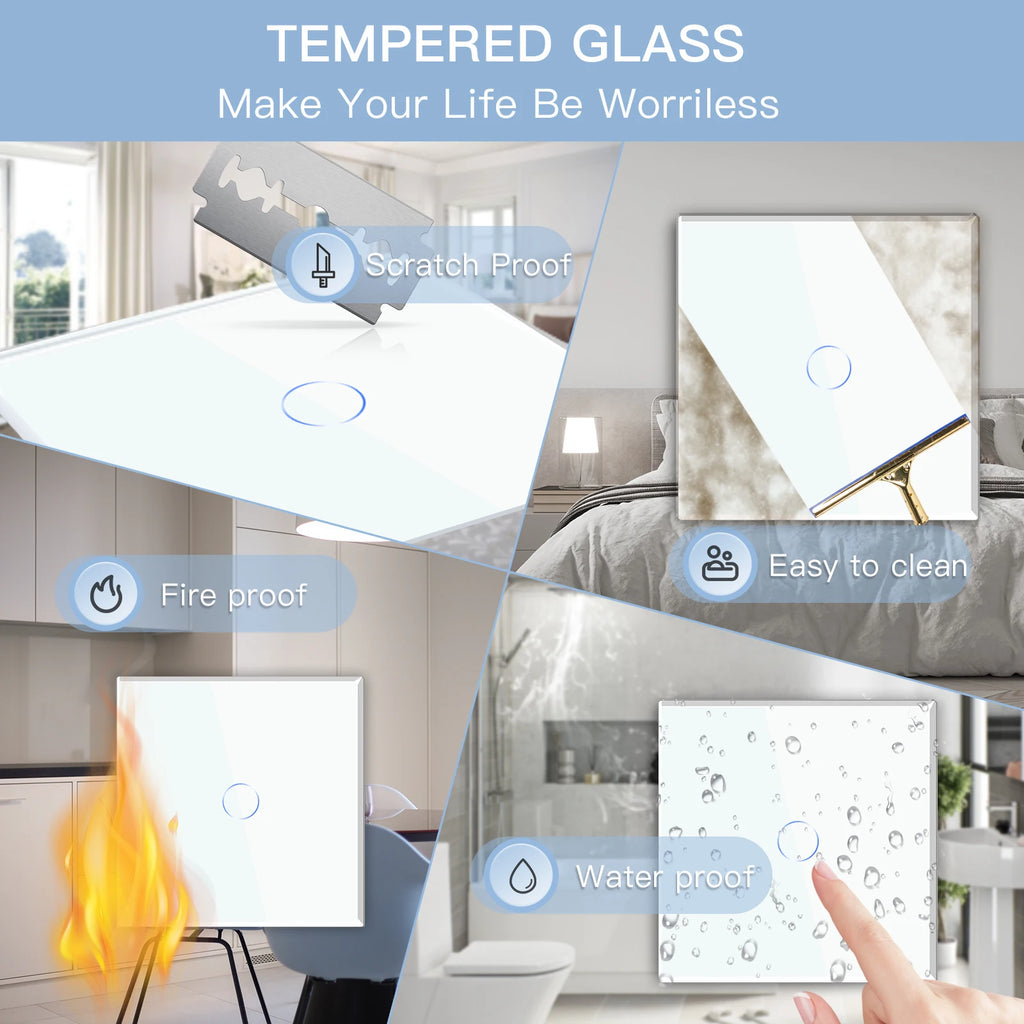 Crystal Glass WiFi Smart Light Switch | App-Controlled Wall Mount Tidesmit
