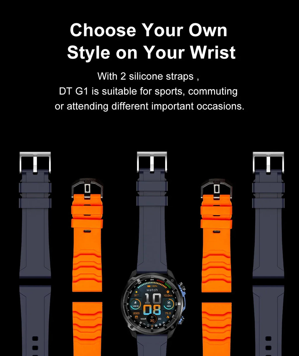 2026 New Outdoor Adventure DT G1 Smart Watch GPS Offline Map 100+Sports Mode Fitness 3ATM Waterproof Bluetooth Call Smart Watch
