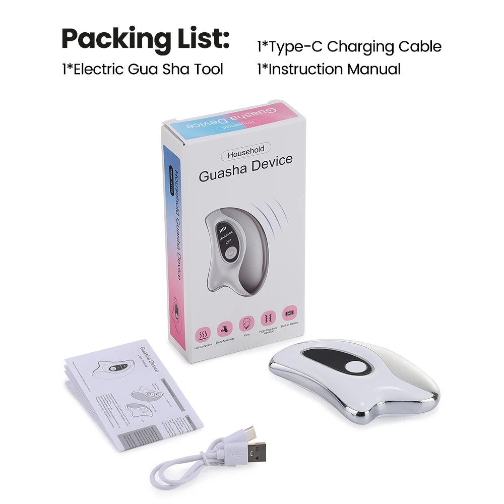 Electric Gua Sha Facial Massager - Portable Home Spa Vibration Lift White Relaxation Treatment Tidesmit