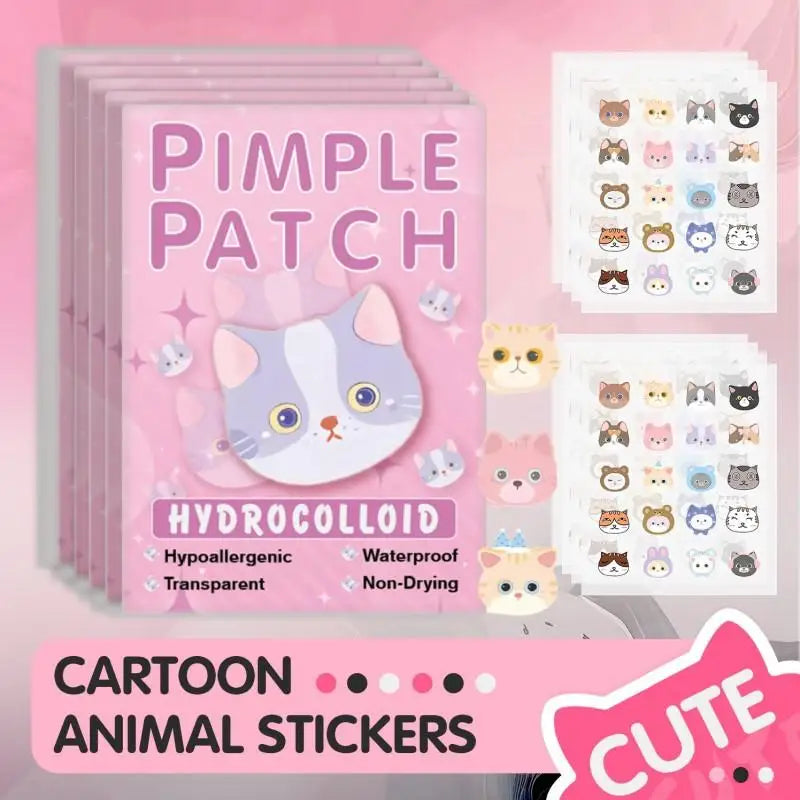 600Pcs Acne Patches Cat Shaped Acne Heal Sticker Colorful Acne Cover Removal Pimple Patch Anti-Acne Hydrocolloid Sticker