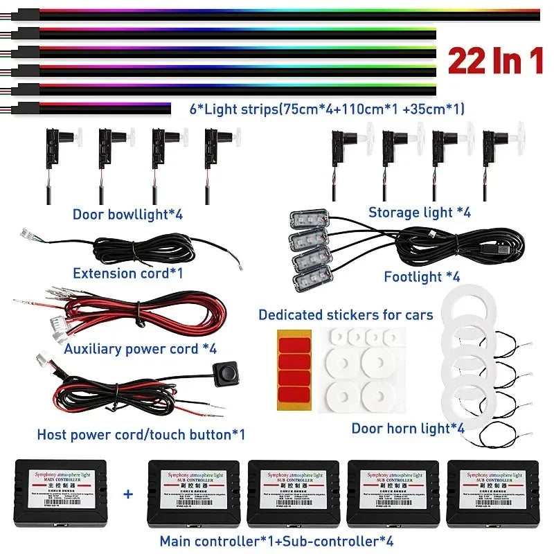 Car Interior LED Ambient Lights 22-in-1 RGB Symphony Kit - Tidesmit Symphony 22 in 1 China Mainland Tidesmit