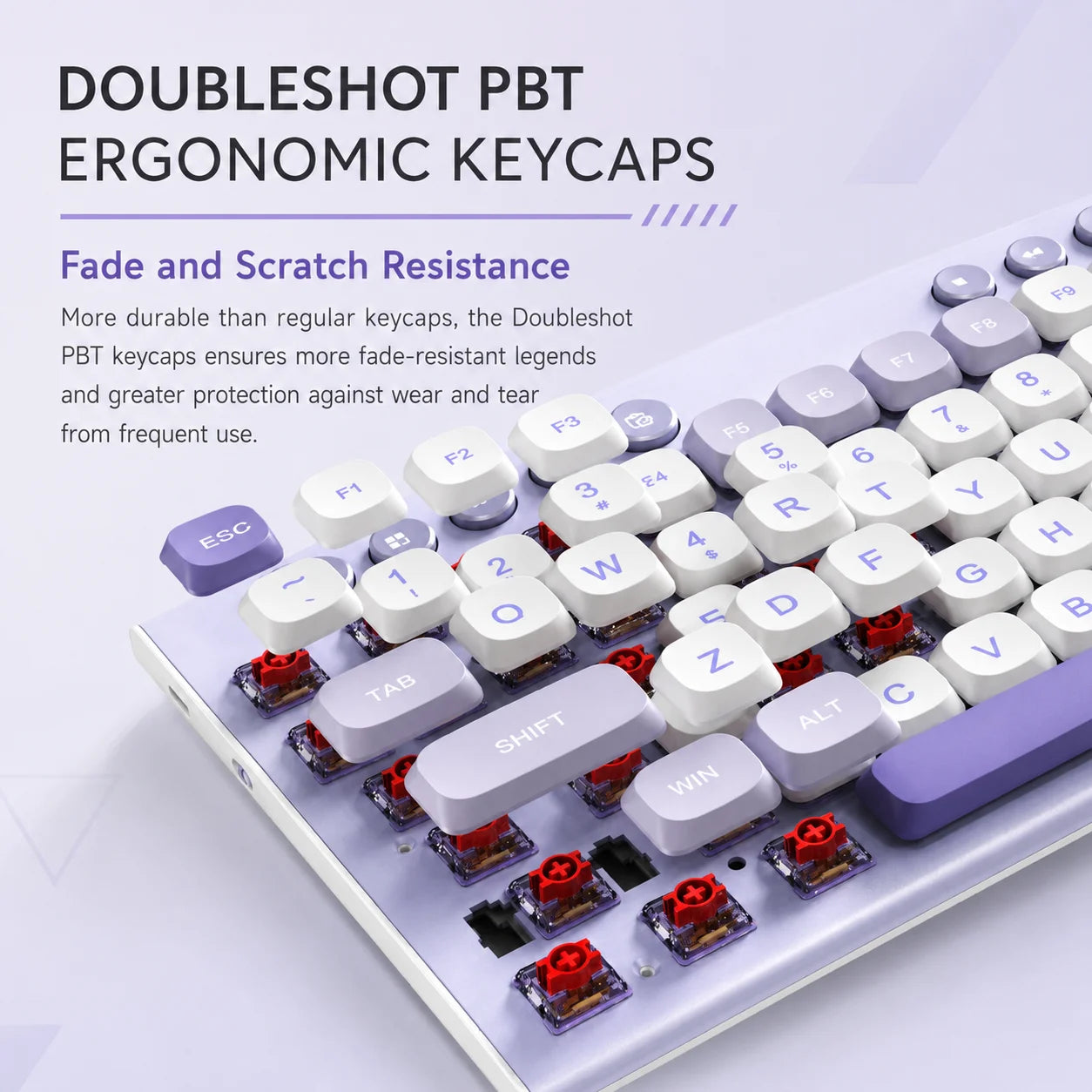 THUNDEROBOT K96 Wireless Mechanical Keyboard Low-profile Productivity Keyboard 98 Keys with Roller Marco Keys PBT Keycaps For PC