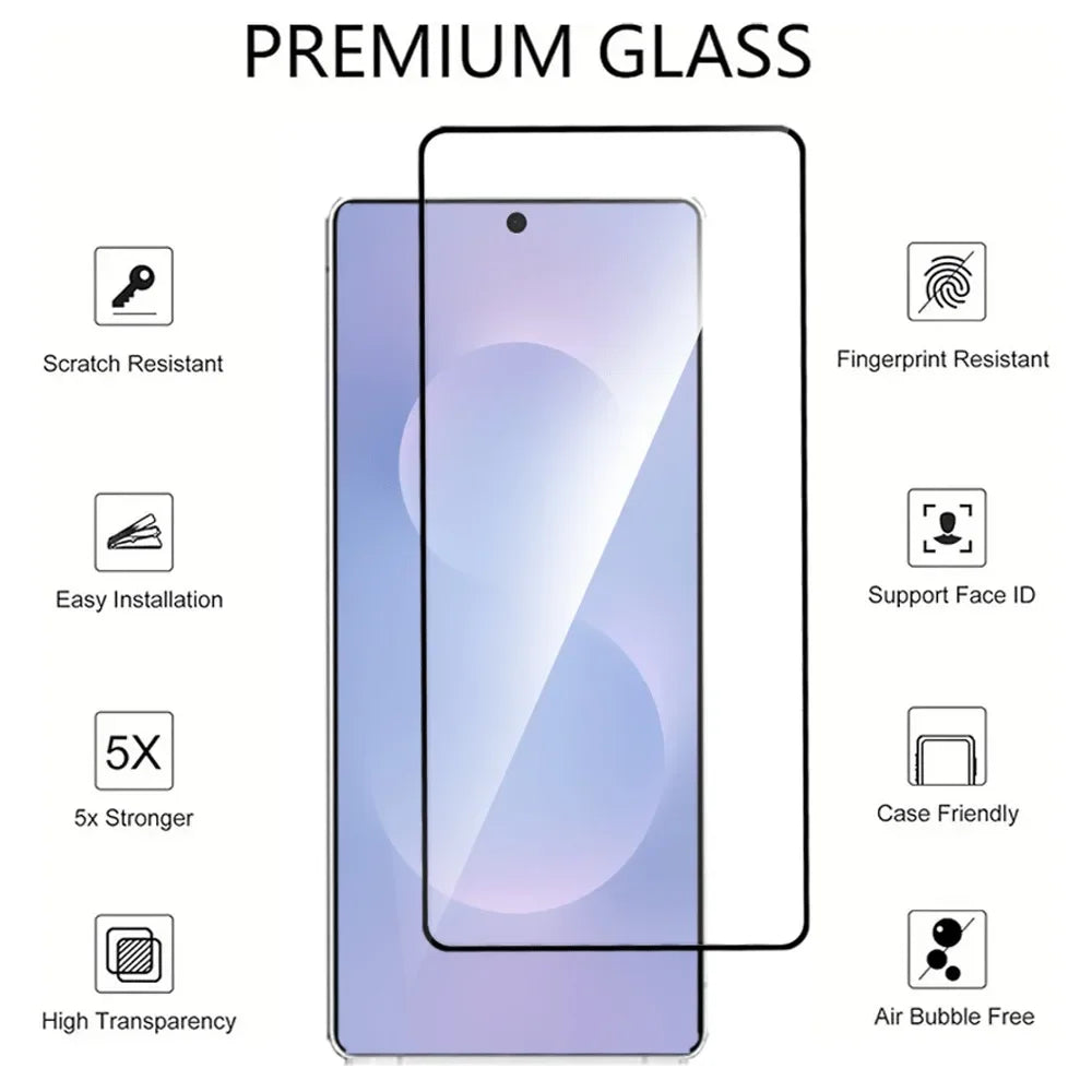 5Pcs Full Cover Tempered Glass for Samsung Galaxy S25 S24 S23 Ultra S22 S21 S20 Plus S23 S24 FE High Definition Screen Protector AE Tidesmit