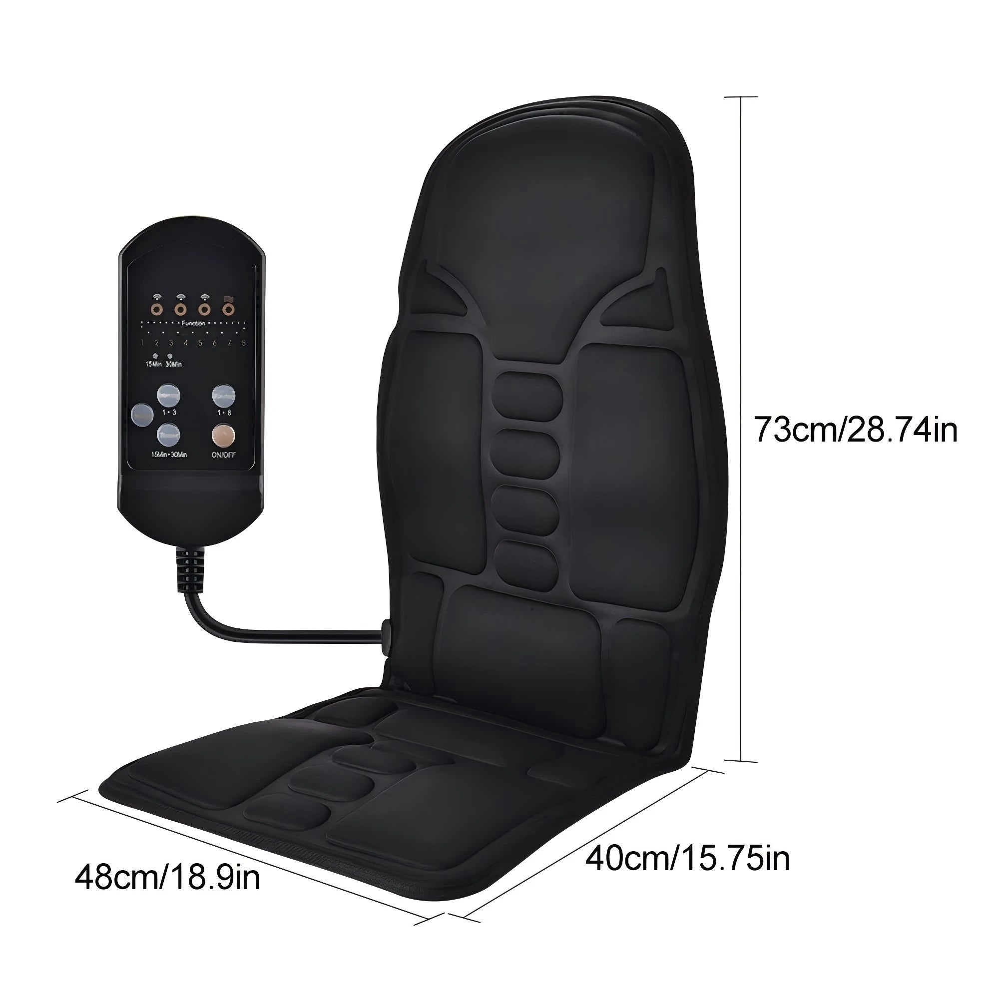 Portable Electric Massage Cushion for Neck and Back - Q120B-Car-Black Massage Cushion Tidesmit