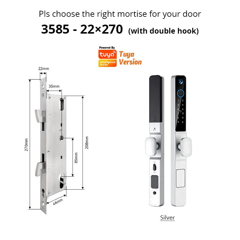 Smart Lock with Camera Door Viewer Waterproof IP66 Tuya WiFi Fingerprint Password Sliding RFID Card Sliding Electronic Door Lock