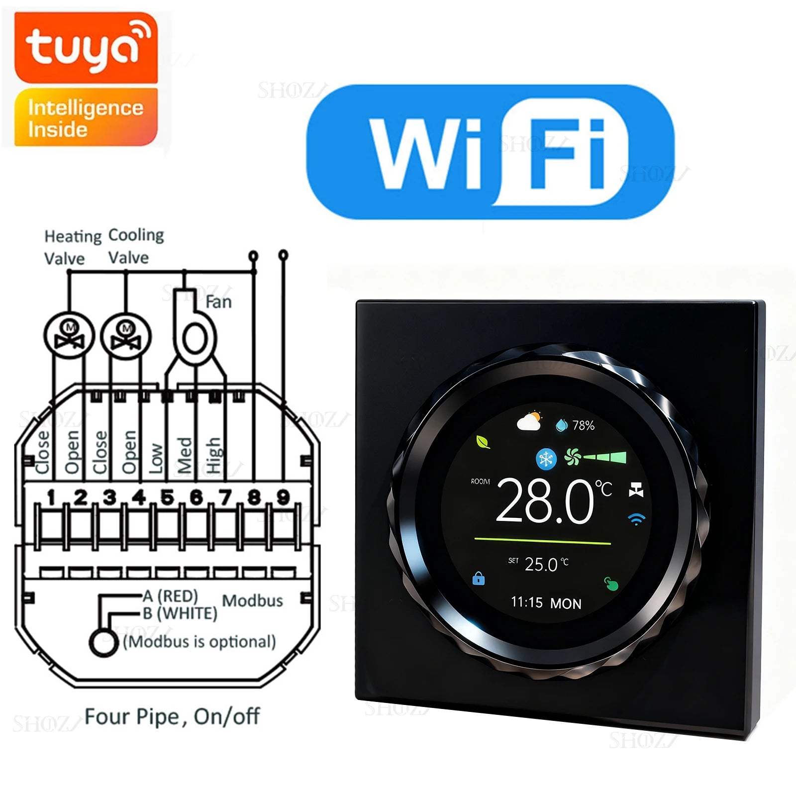 TUYA Zigbee/Wifi Knob Smart Thermostat Wireless Programmable °C/°F Heat Cool Air Conditione for Home HVAC Systems Energy Saving