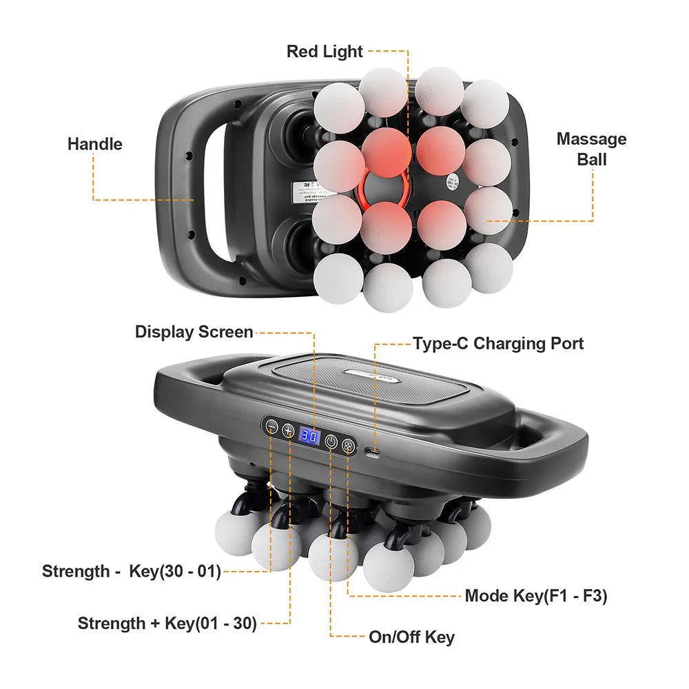 Deep Tissue Massage Gun - 16-Head Portable Electric Massager Body Shaping Massage Equipment Tidesmit