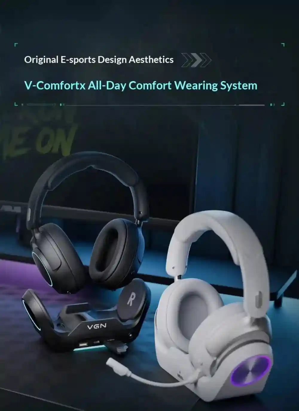 Wireless Gaming Headset with Active Noise Cancellation & Low Latency Tidesmit