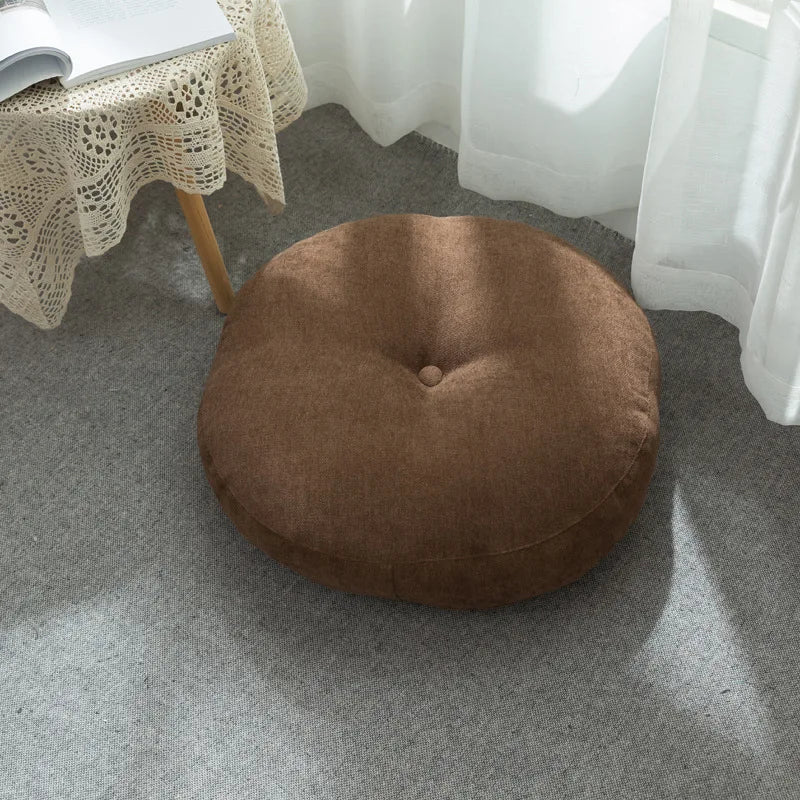 Round Shape Linen Seat Cushion Silk Cotton Core Tatami Cushion Pillow Home Decoration Soft Car Sofa Cushion Flax Round Sitting