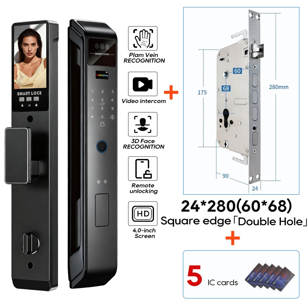 SANKESONG Tuya 3D Face Recognition Smart Lock with Security Camera Digital Electronic Intelligent Fingerprint Lock