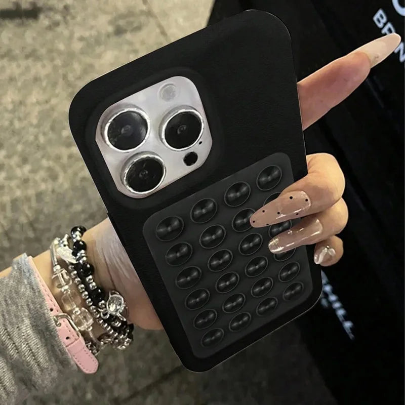 iPhone 17 Pro Max Case with Suction Cup Stand Litchi Leather Tidesmit