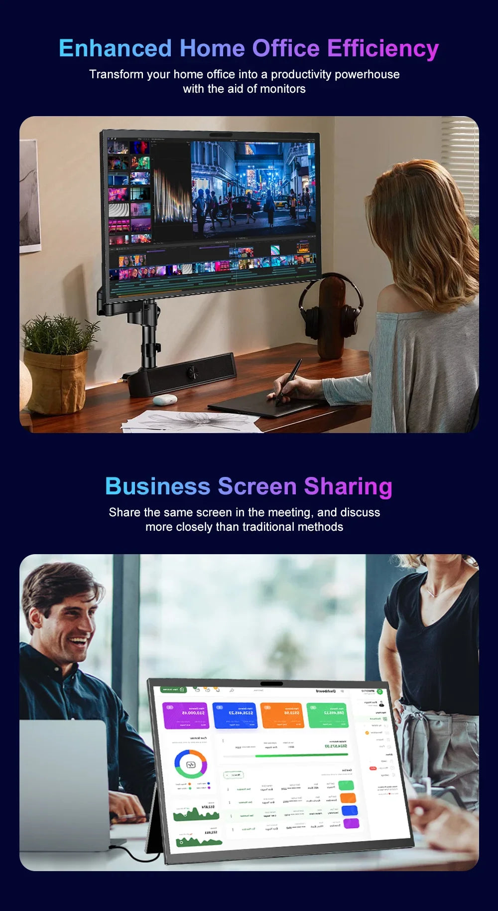 Touch Portable Monitor 17.4 Inch 2.5K 2560x1600 Second Screen USB-C HDMI Travel Monitor for Laptop Mac PC Xbox PS4/5 with Stand