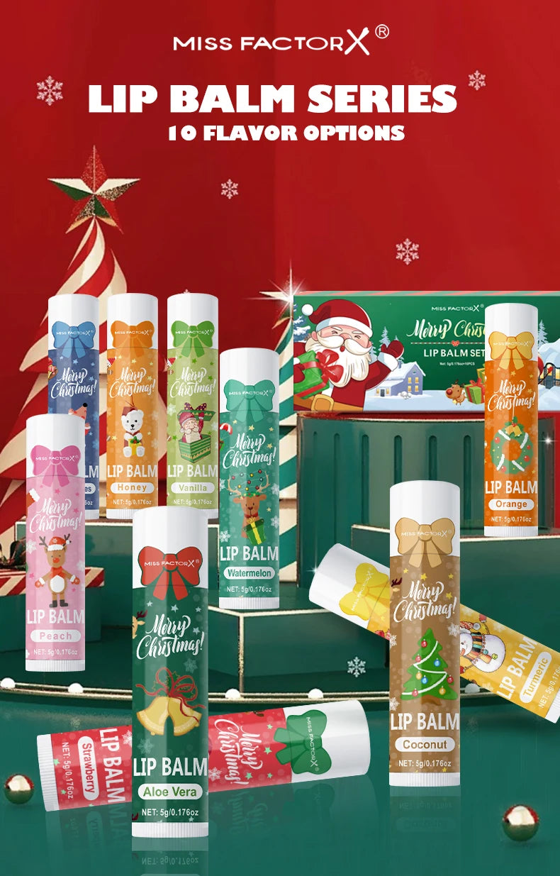 Hydrating Lip Balm Gift Set - 10 Piece Nourishing Christmas Care Kit Lip Care Tidesmit