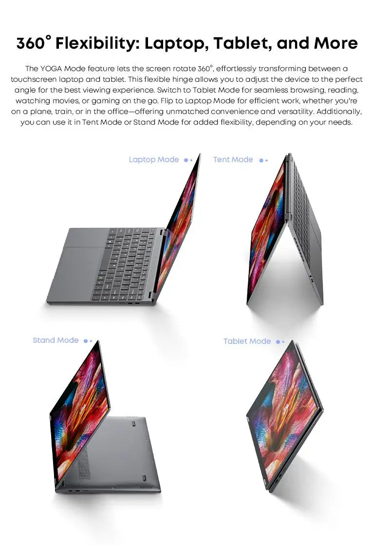 CHUWI FreeBook 2-in-1 Touch Screen Laptop Laptop 13.4'' IntelN150 16GB LPDDR5 RAM 512GB SSD FHD 2520x1680 WiFi6 BT5.2 Windows 11