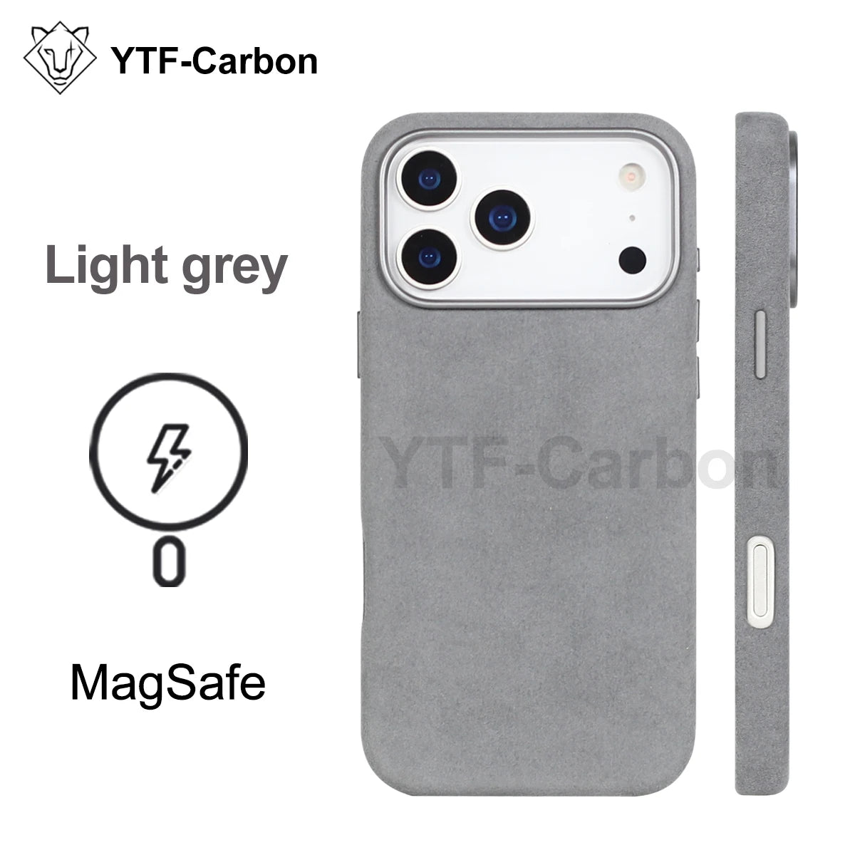 Alcantara Magnetic iPhone 17 Case: Slim Fit & Shock-Absorbing Cover Light grey CN Tidesmit