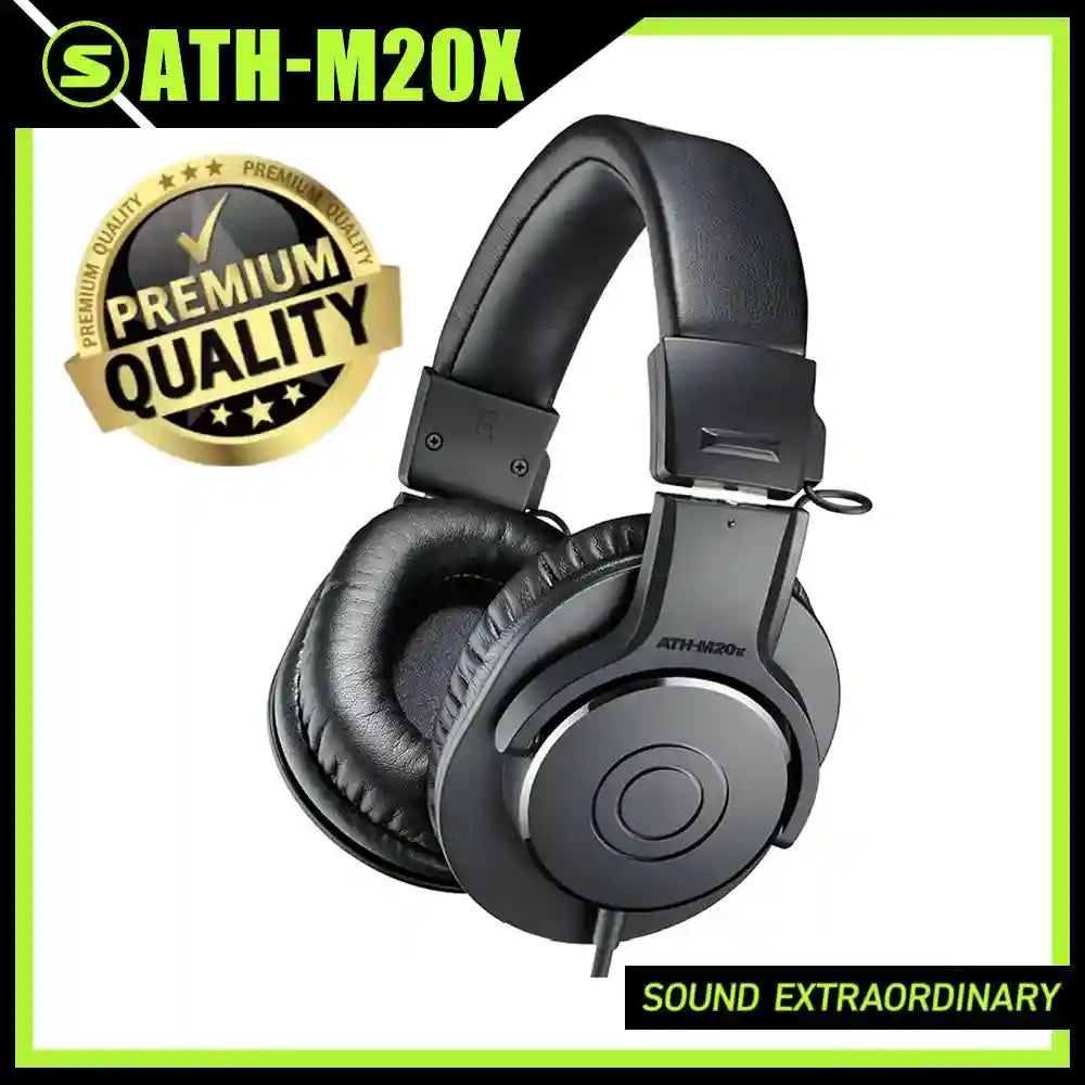 Audio-Technica ATH-M20X Professional Studio Monitor Headphones Tidesmit