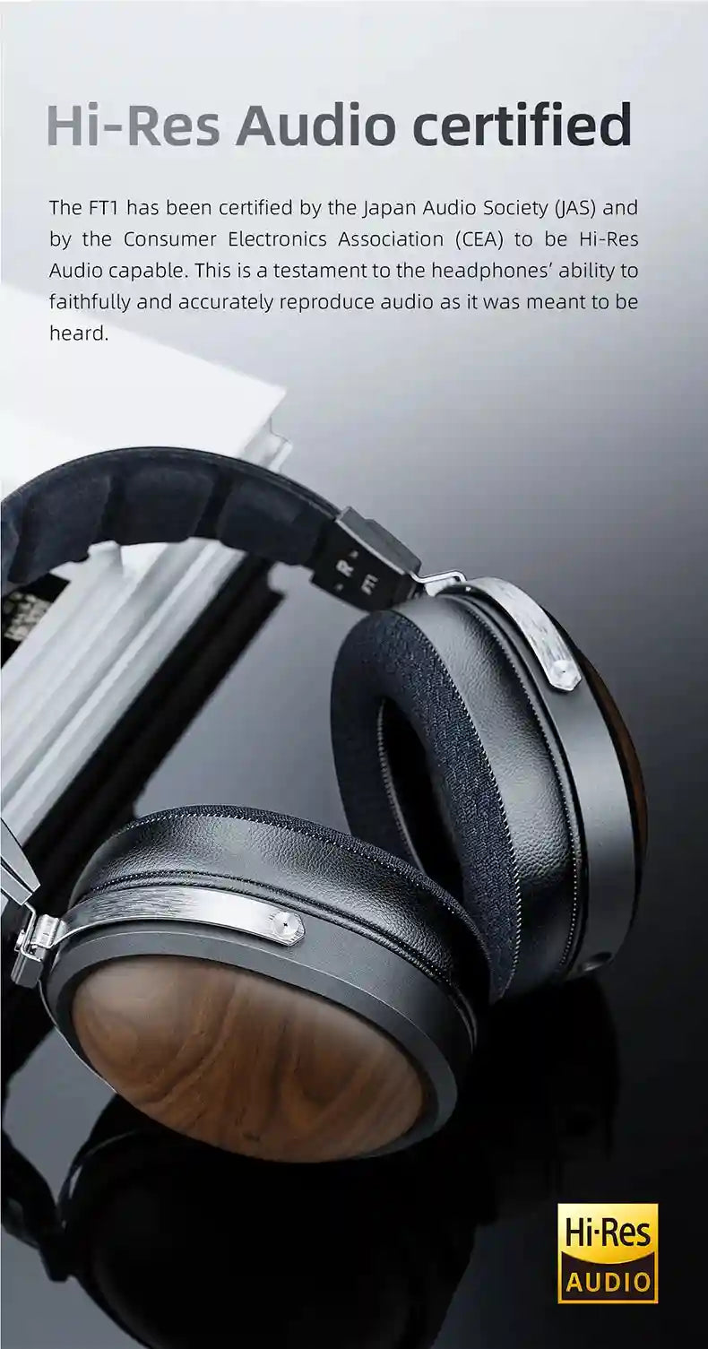 FiiO FT1 Closed-Back Over-Ear Headphones with 60mm Wood Driver Tidesmit