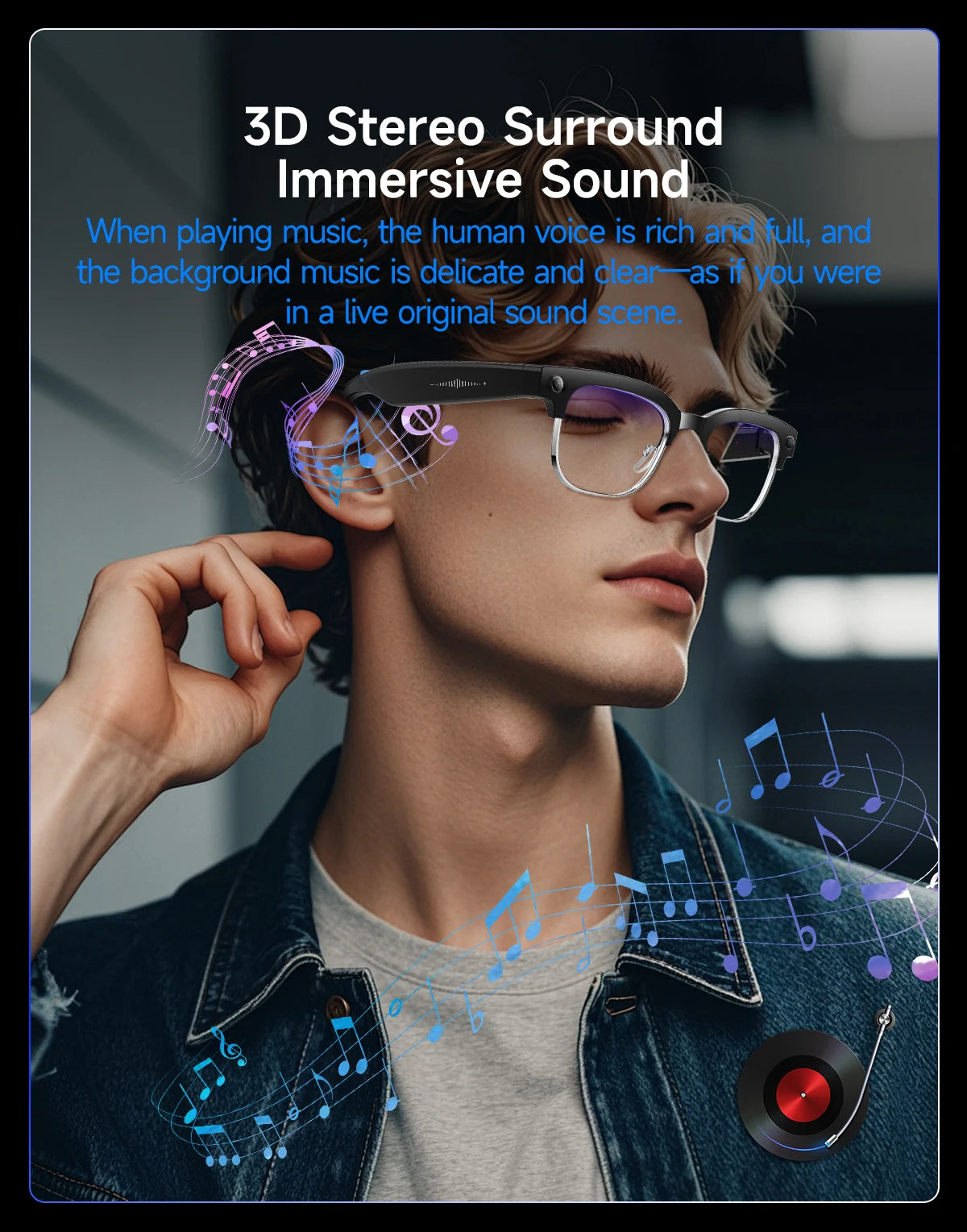AI Smart Glasses with 4K Camera, Bluetooth, and Spatial Audio - Tidesmit Tidesmit