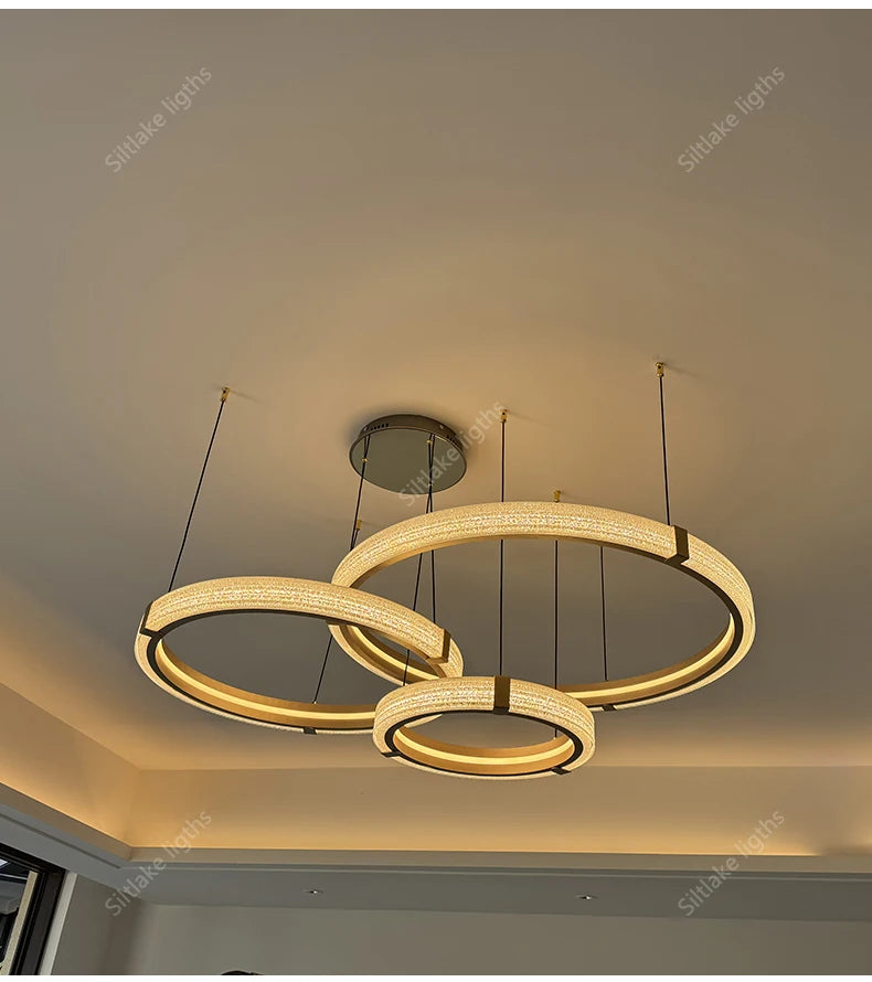 Modern Round LED Ring Light – Adjustable Minimalist Pendant 40-80cm Tidesmit