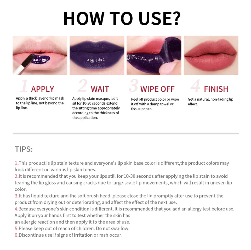 Lakerain peel-off lip gloss tutorial: long-lasting, waterproof matte lip stain for a natural, non-fading finish.