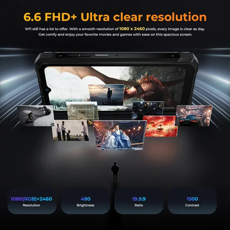 HOTWAV W11 Rugged Phone 20800mAh Battery 6.6 Inch FHD+ 12GB+256GB 33W Fast Charging 280LM Flashlight NFC Smartphone Android 13
