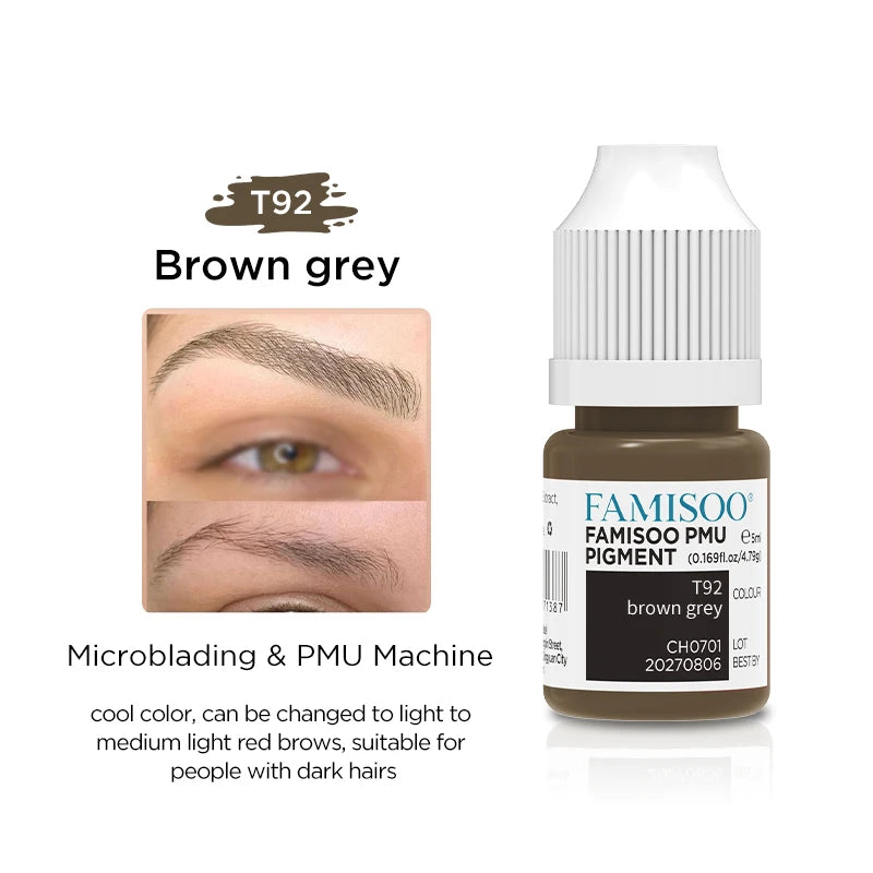 Professional Microblading Eyebrow Tattoo Ink - Long-Lasting 5ml Pigment Permanent Makeup Machines T92 Grey Brown China
