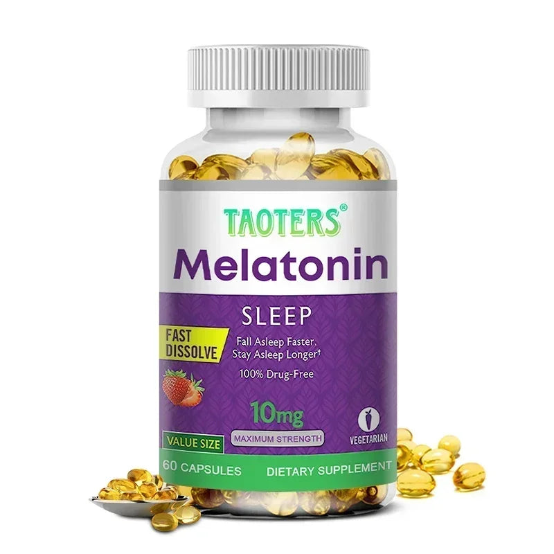 Melatonin capsules 10MG - promotes restful sleep and reduces stress, uninterrupted sleep, antioxidant effect