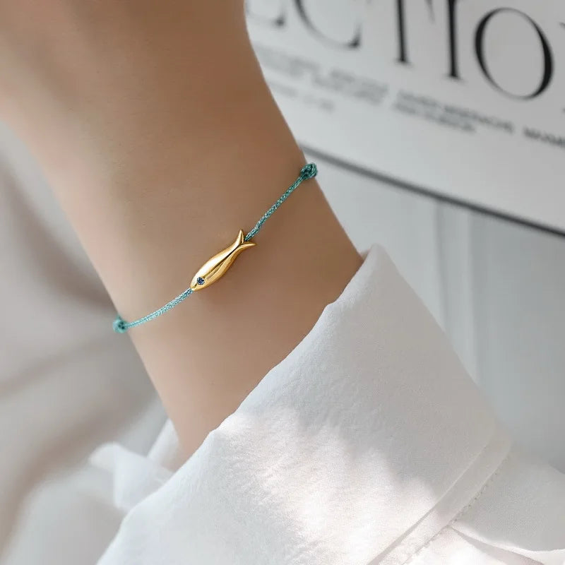 925 Sterling Silver Koi Fish Anklet Rope for Women Girl Cute Fashion Summer Jewelry Dropshipping Wholesale