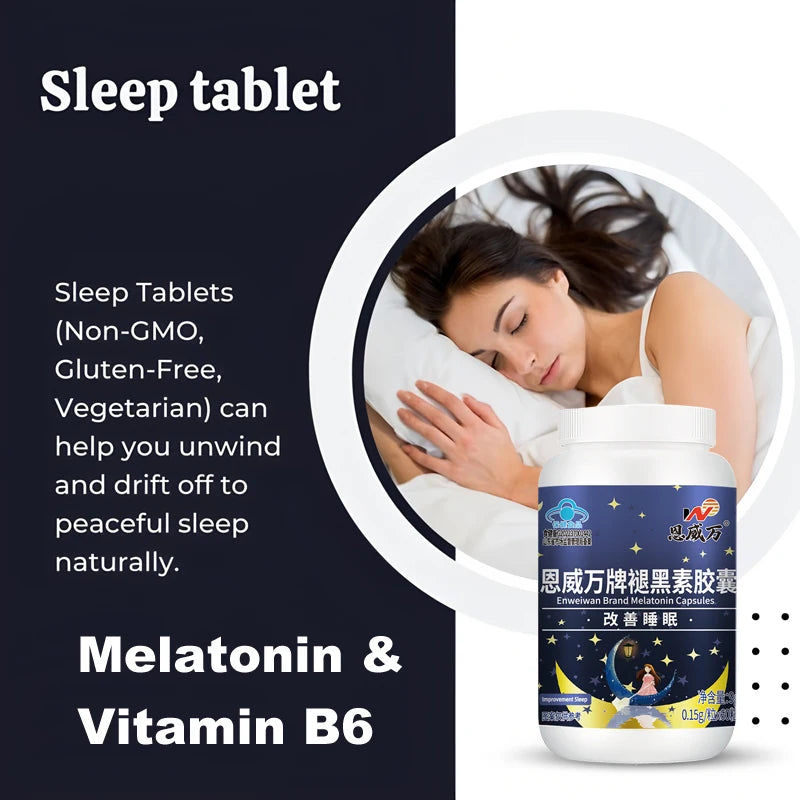 Promote Sleep, natural formula Dietary Supplement, Healthy deep sleep, permanent sleep, natural sleep,Melatonin & Vitamin B6