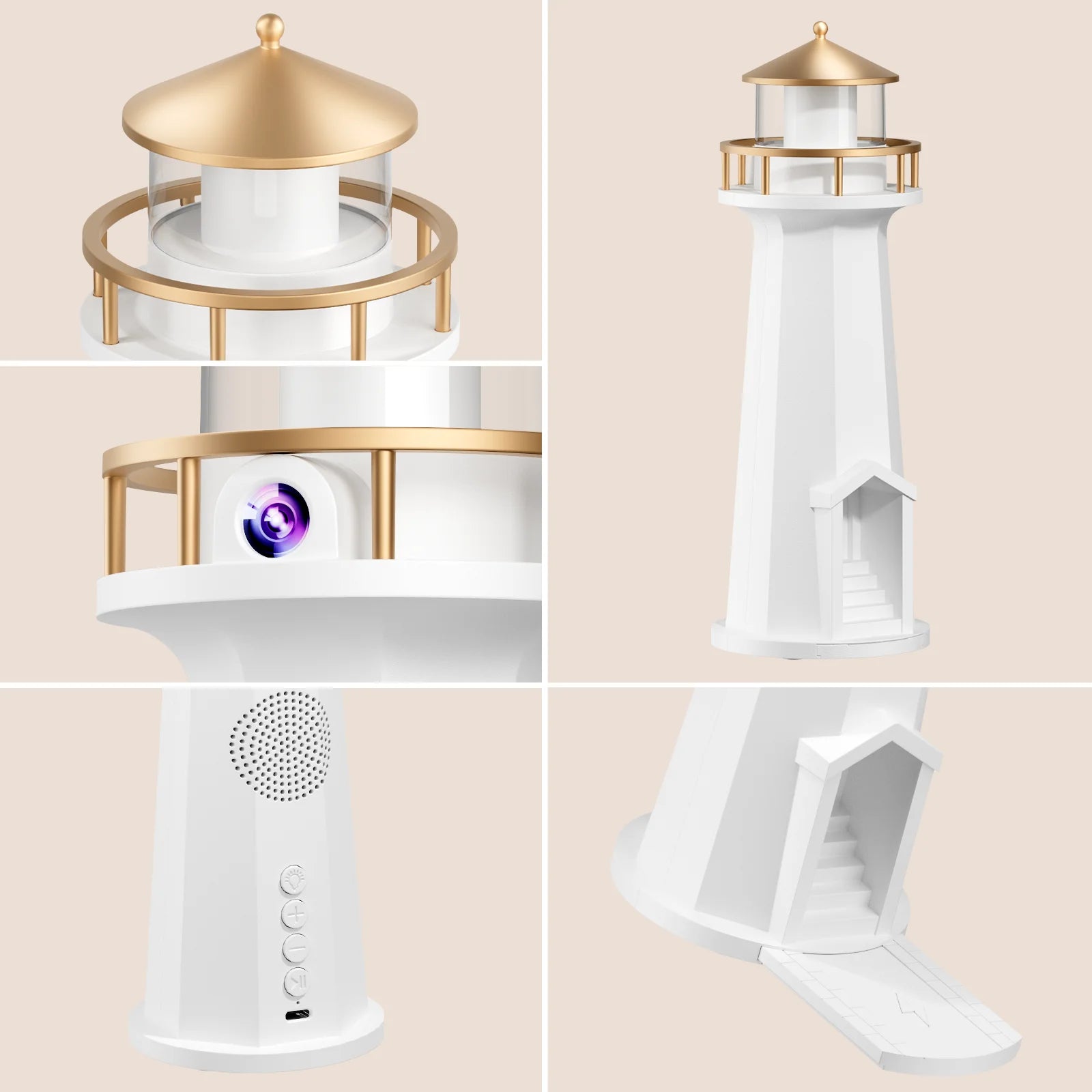 Qi Certified Wireless Charger Lamp with LED Projector - White Tidesmit