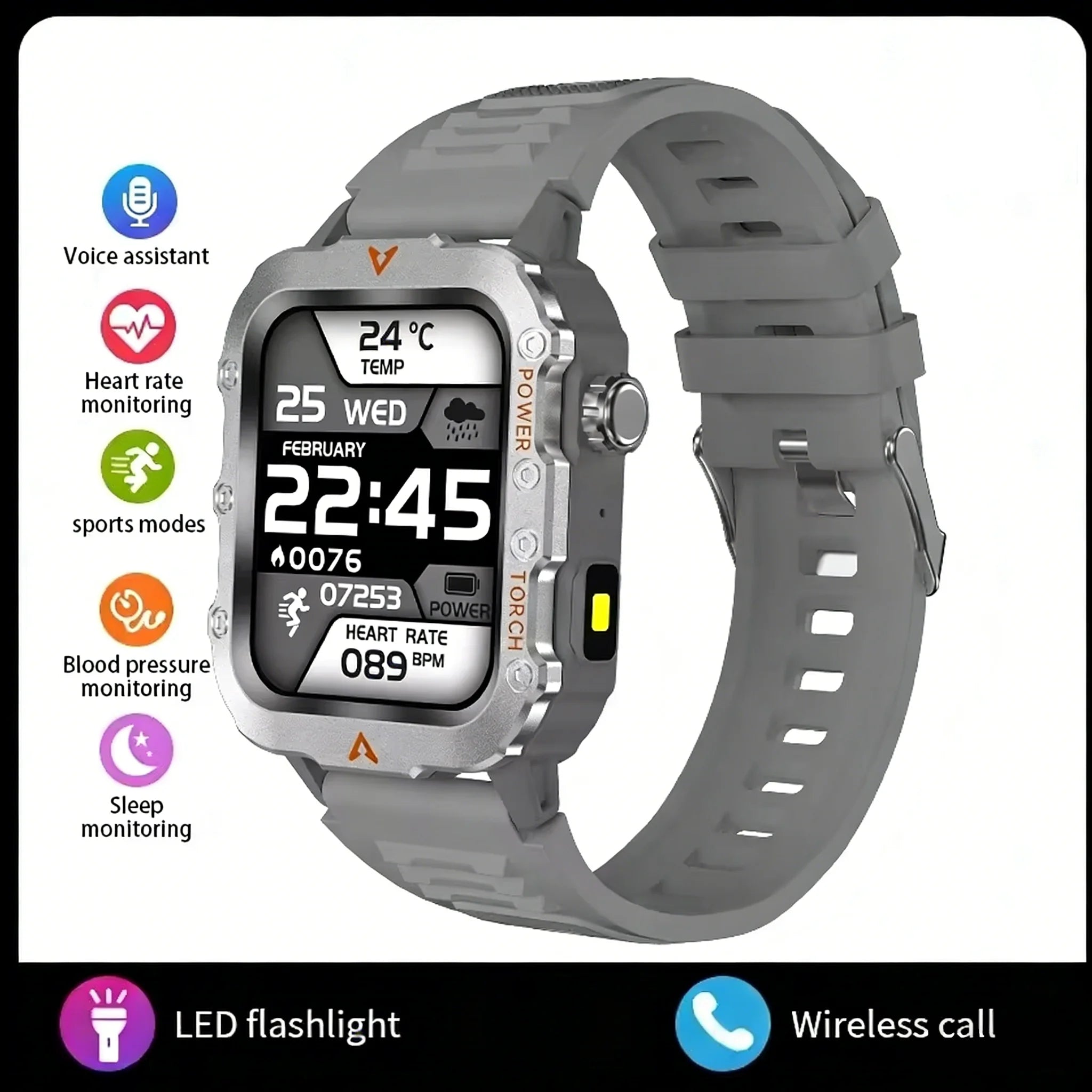 LAXASFIT 2026 New LED Smart Watch Men Bluetooth Calling Voice Control Multi Sport Modes Health Monitor Outdoor Smartwatch
