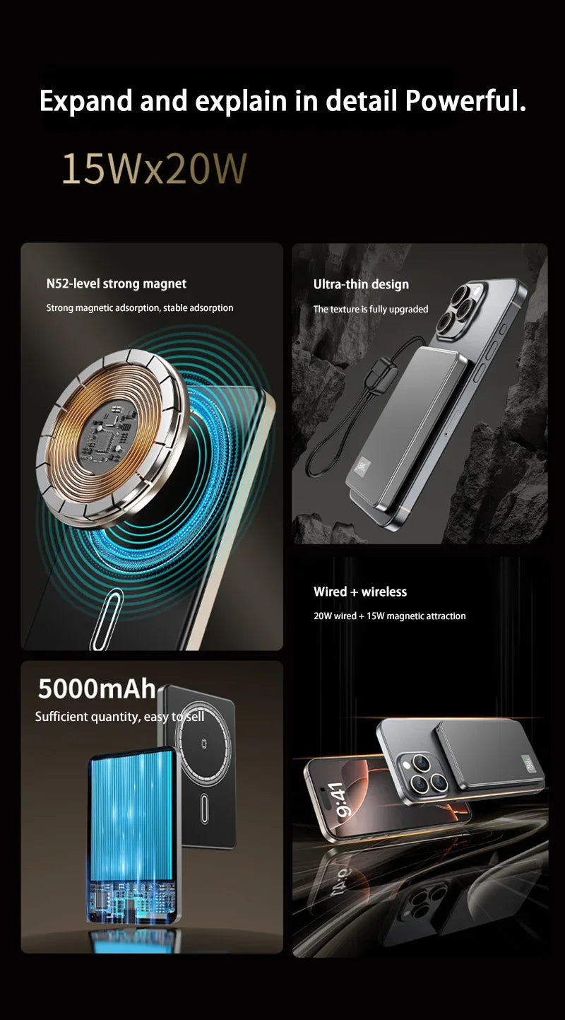 Tidesmit Magnetic Fast Charging Power Bank 50000mAh PD Portable Charger Tidesmit