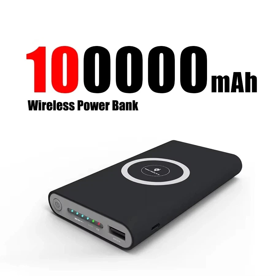 Portable Fast Charging Power Bank - High-Capacity Travel Battery Pack Black 100000mAh Tidesmit