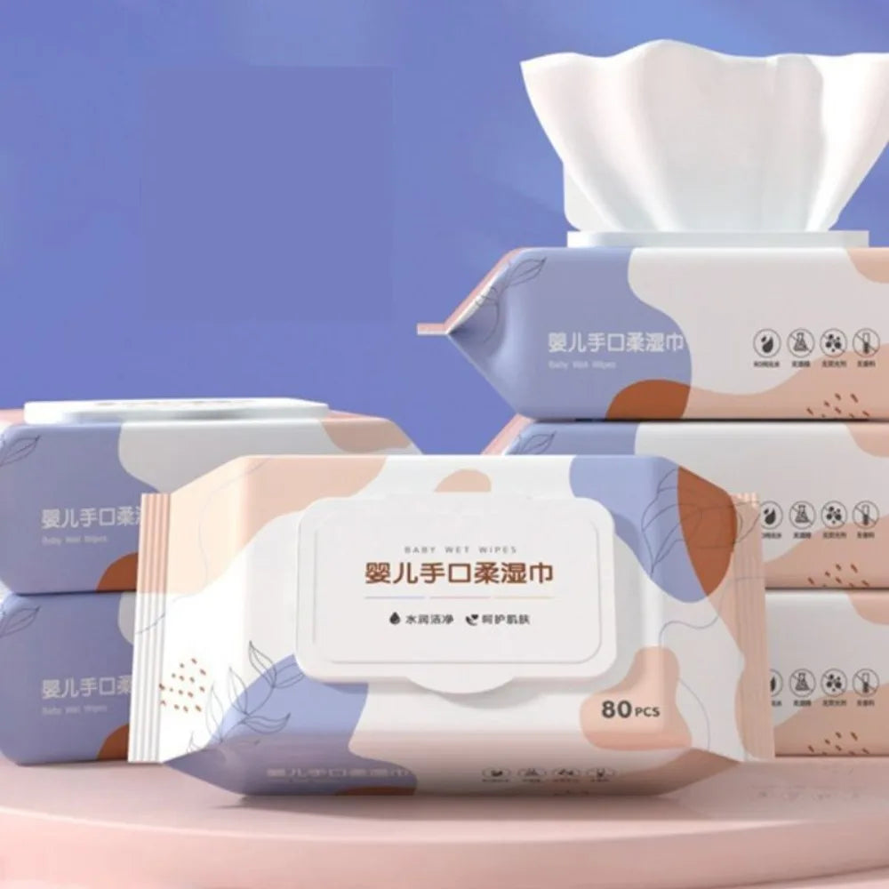80pcs/bag New Multipurpose Baby Wet Wipes Large Size Gentle Cleaning Cleaning Wipes Soft Texture Wet Wipes Paper Baby Care