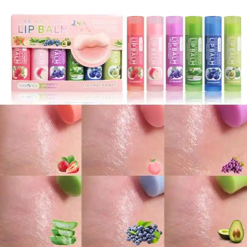Fruit Flavor Lip Balm Set - 6 Pack Moisturizing Lip Treatment Lip Care Tidesmit