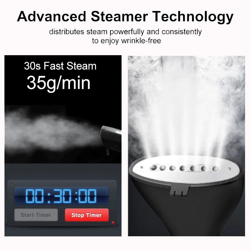 Tidesmit 2000W powerful garment steamer with fabric brush and hanging rack for efficient wrinkle removal