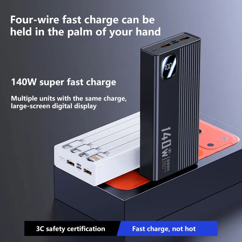 Tidesmit 200000mAh Portable Power Bank - Fast Charging USB-C Travel Battery Tidesmit