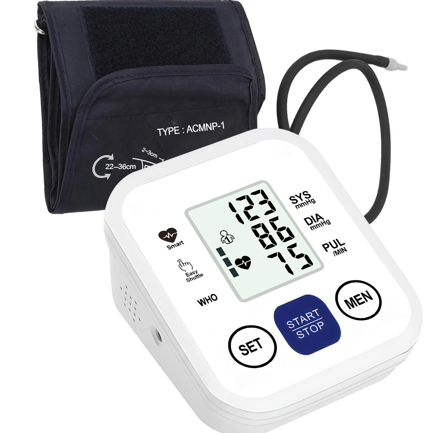 Upper Arm Digital Blood Pressure Monitor Automatic Home Medical BP Tensiometer Heart Rate Pulse Detector Large LCD Screen