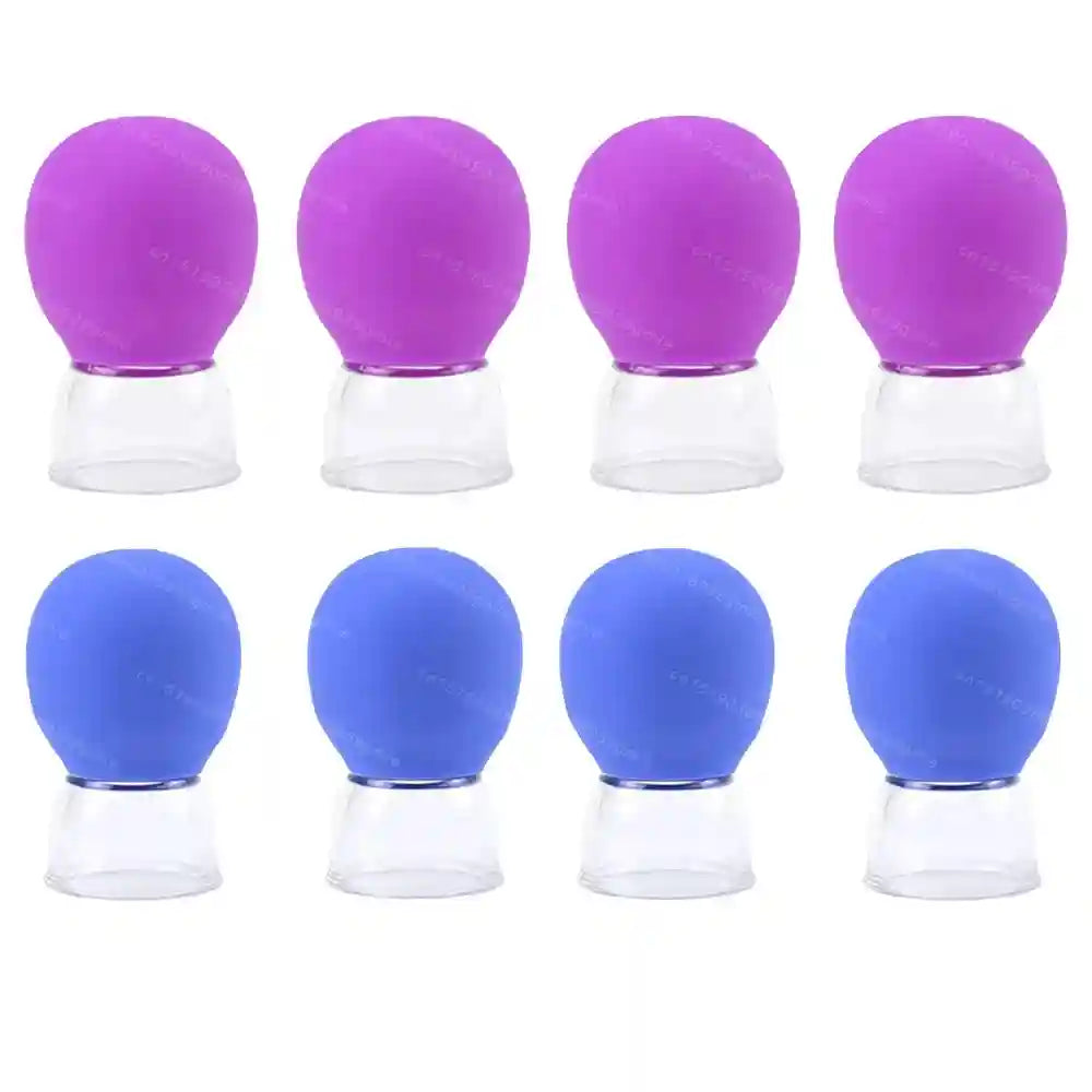 Facial Cupping Set for Eye Lifting - Silicone Vacuum Massage Tool Eye Massage Instrument Rose 4 blue 4 Tidesmit