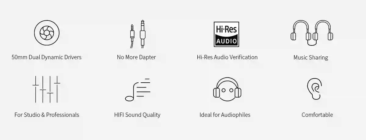 Studio Monitor Headphones Wired Over-Ear with Dual Input Jacks Tidesmit