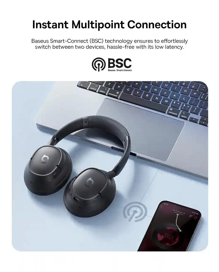 Wireless Headphones with Active Noise Cancellation & 120H Battery Tidesmit