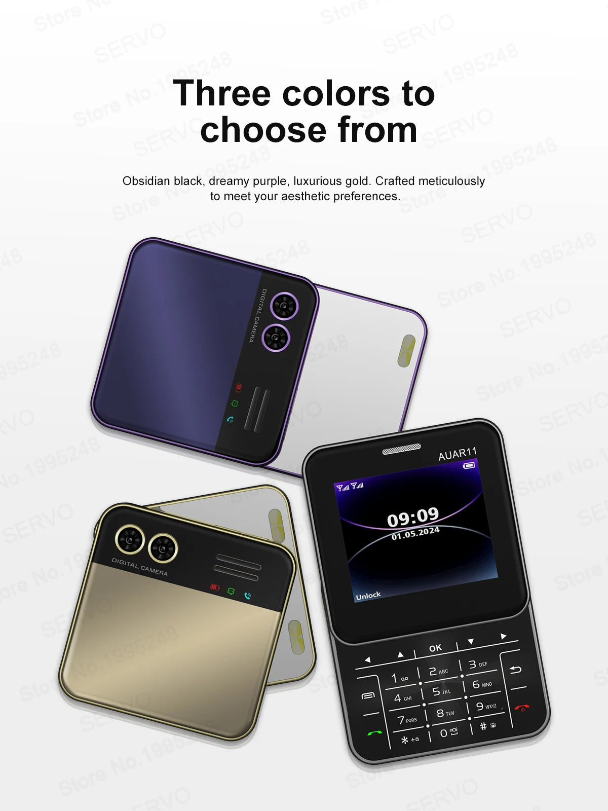 SERVO AUAR11 Rotating Screen Mobile Phone 2G GSM Dual SIM Blacklist Magic Voice FM Radio Speed Dial Torch Mini Sliding Cellphone