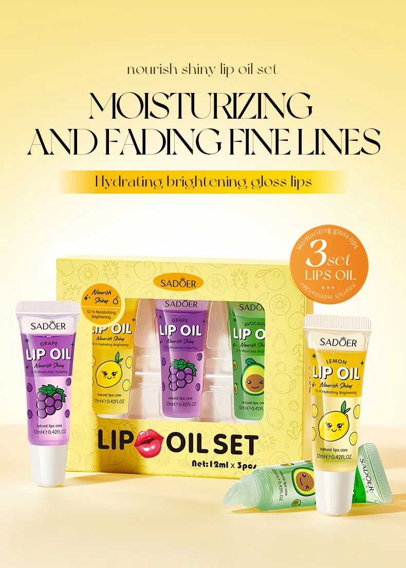 Crystal Jelly Lip Oil Set - Hydrating 3-Piece Lip Treatment Lip Care Tidesmit