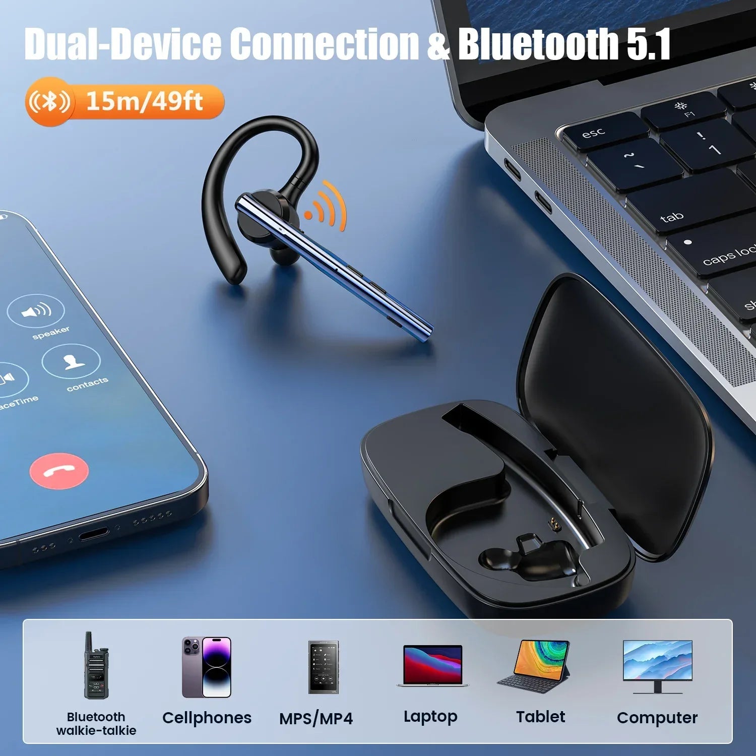 Wireless Office Headset with Noise Cancelling Mic | Tidesmit Tidesmit
