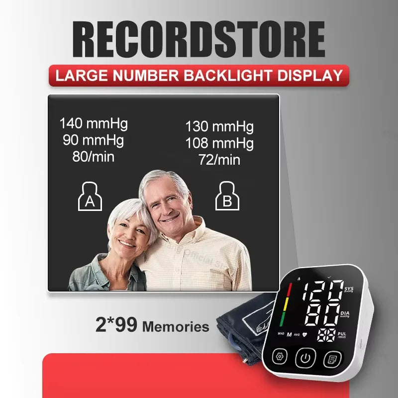 Rechargeable Blood Pressure Monitor Portable Digital Arrhythmia Meter Upper Arm Automatic Tonometer Home Health Tensiometer