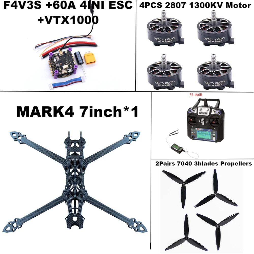 7-Inch FPV Racing Drone Kit with Carbon Fiber Frame - Tidesmit F4V3S 60A PackageD Tidesmit