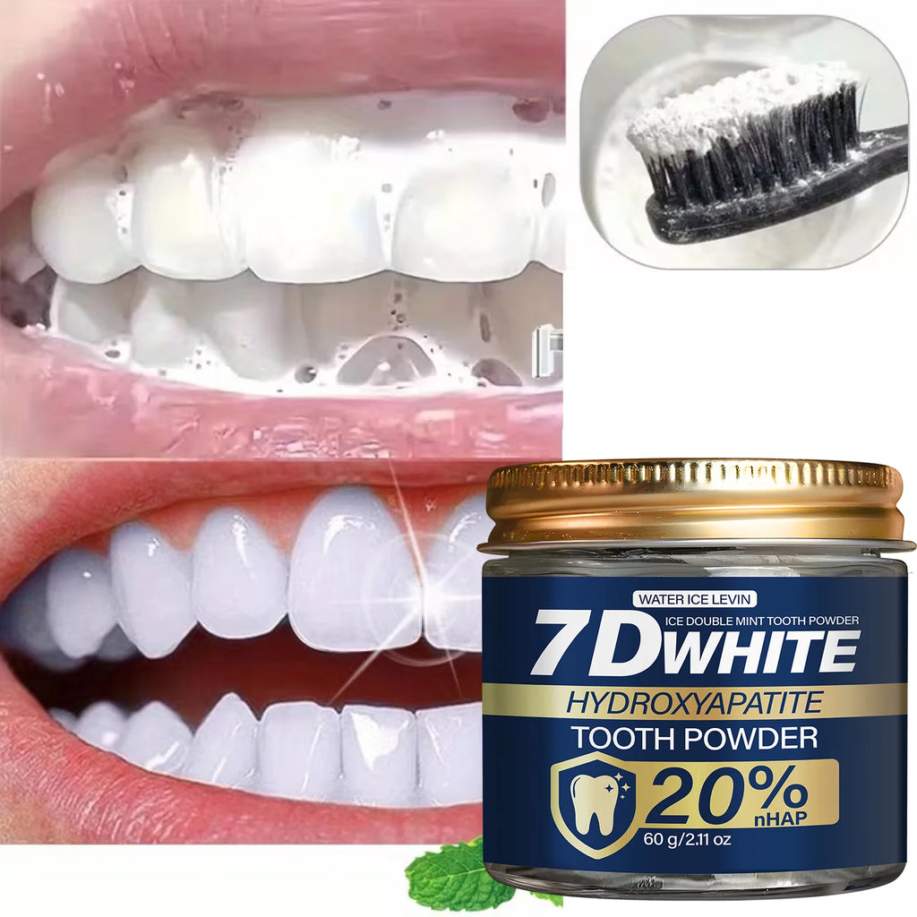 Tidesmit 7D White Hydroxyapatite Tooth Powder with charcoal and mint for deep teeth whitening and fresh breath