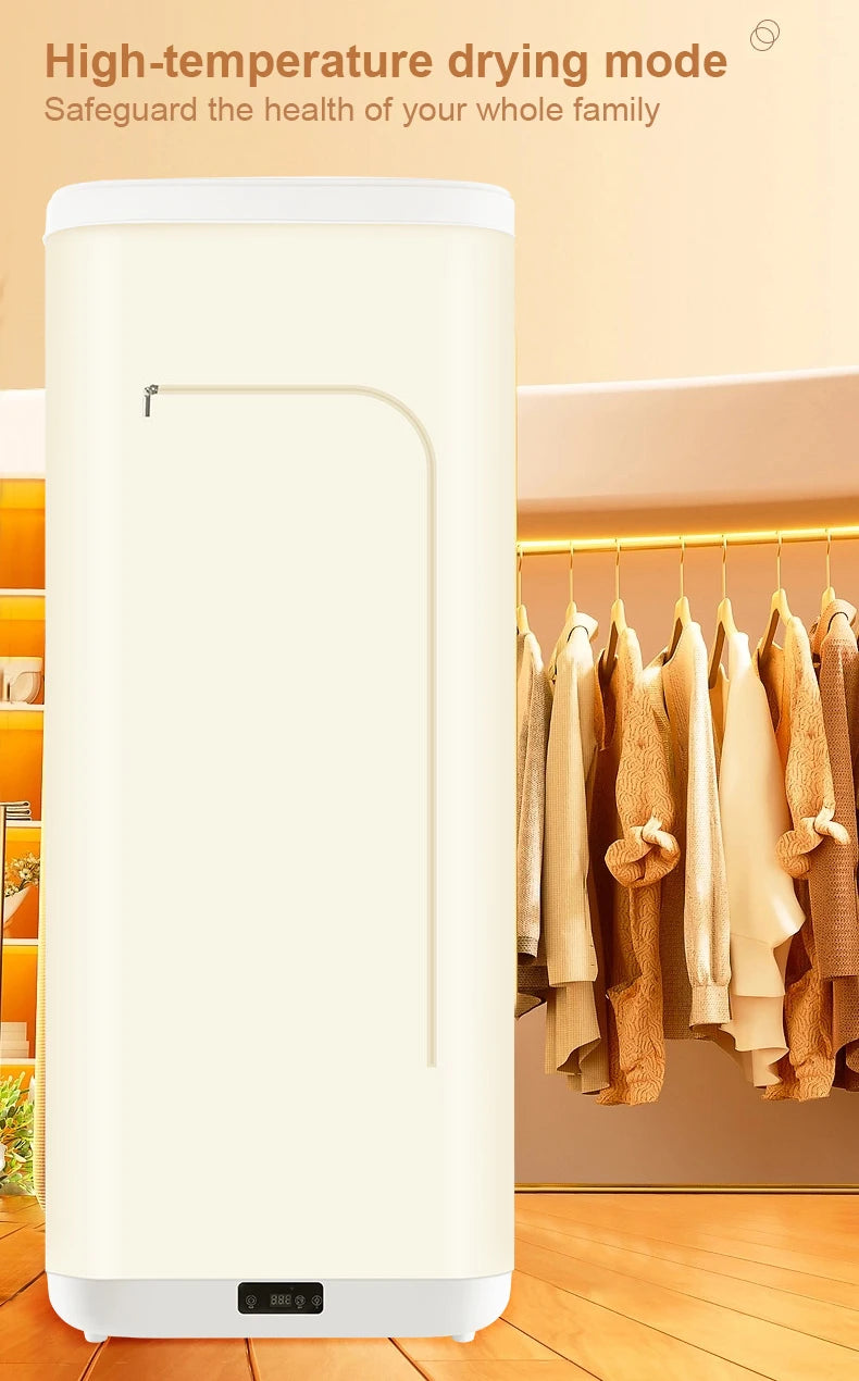 Tidesmit portable electric clothes dryer with remote control showing folding rack design for quick laundry drying